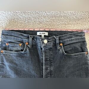 Re/Done Button Fly Washed Black High-Rise Jeans with Copper Rivets